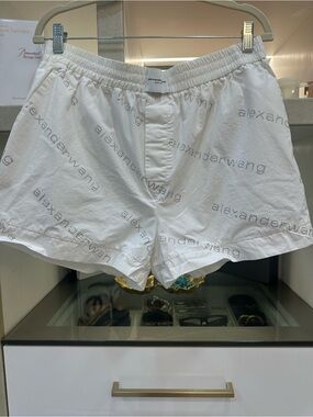 Alexander Wang White Logo-Stones Lounge Shorts Size X-Large